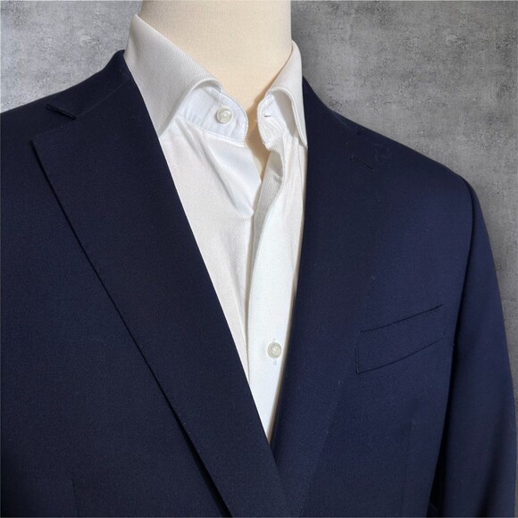 AMERICAN LIVING Men’s Navy Blazer 44R Sport Coat Two Button Jacket 100% WOOL - Picture 3 of 13